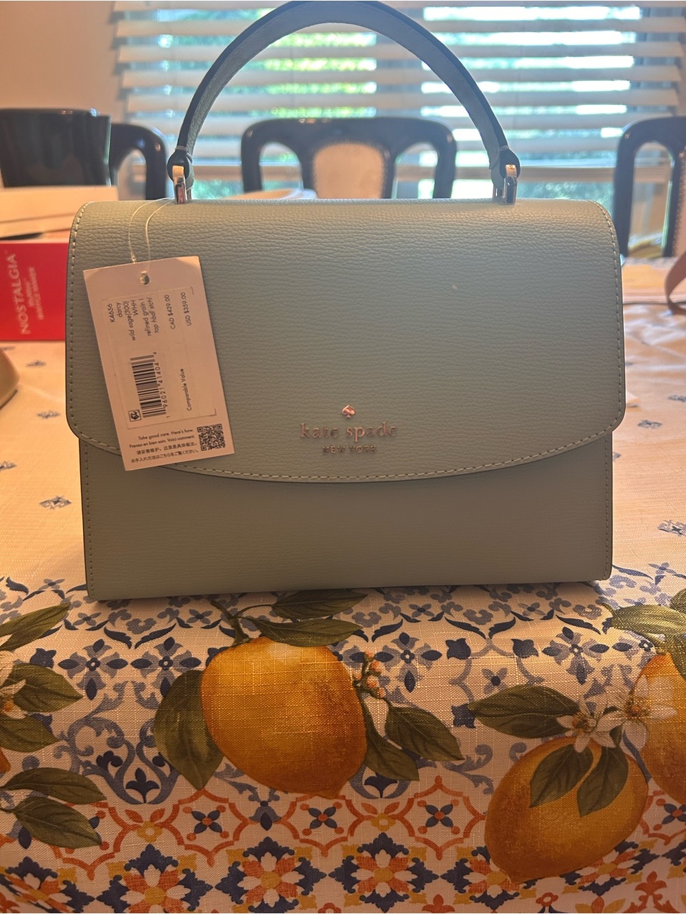 kate spade pastel blue top-handle satchel